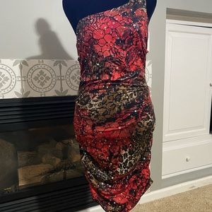 Arden B Red/brown leopard bodycon dress, size M
